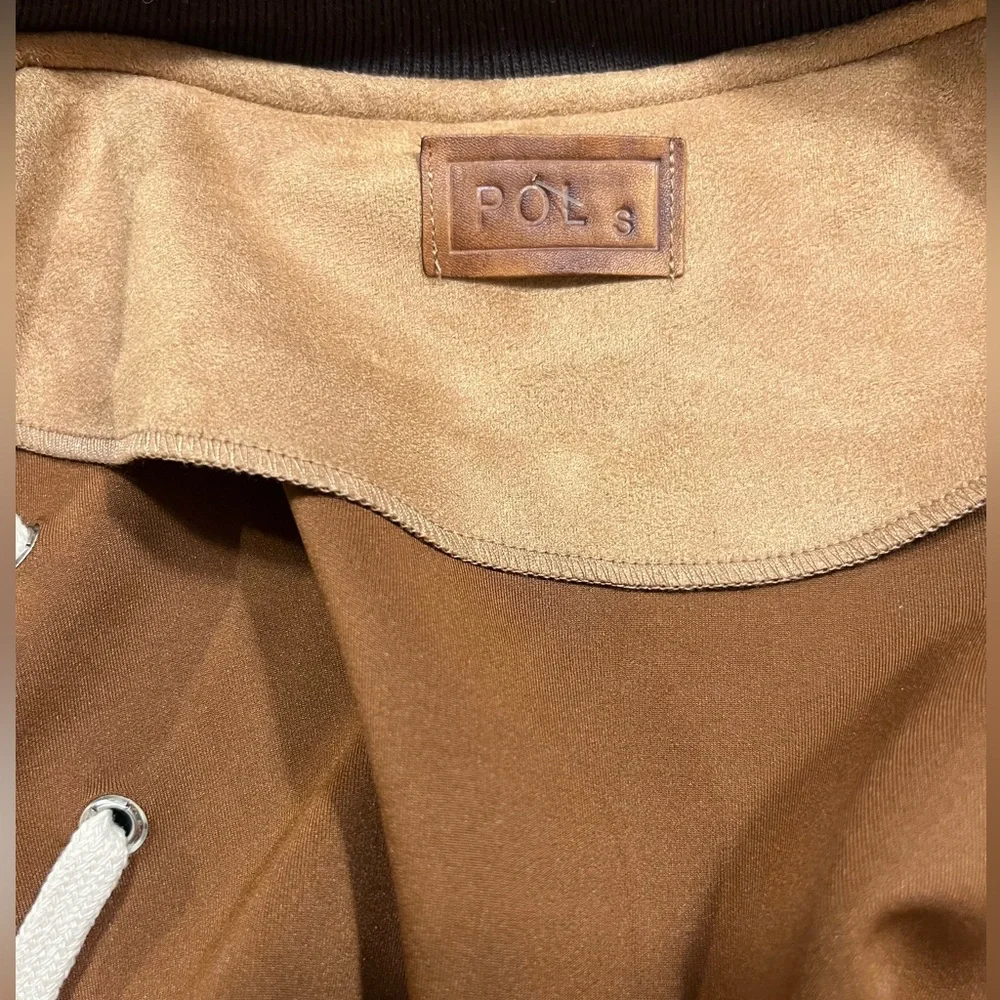 POL Camel FAUX SUEDE VARSITY Jacket SIZE SMALL Brand NEW - Picture 5 of 9